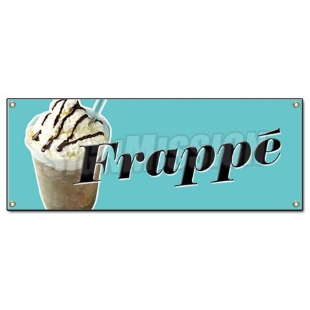 Signmission FRAPPE BANNER SIGN greek iced coffee cart cold drinks hot ice refreshing B-Frappe
